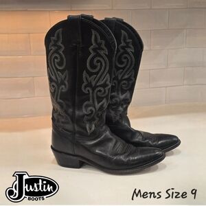 JUSTIN BLACK WESTERN BOOTS 1409 - MEN's Size 9